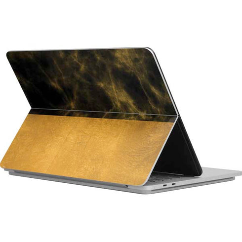 Black and Gold Split Marble Surface Laptop Studio Skin